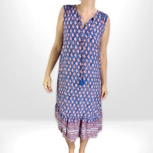 beachlunchlounge Paisley Blue and Pink Midi Dress